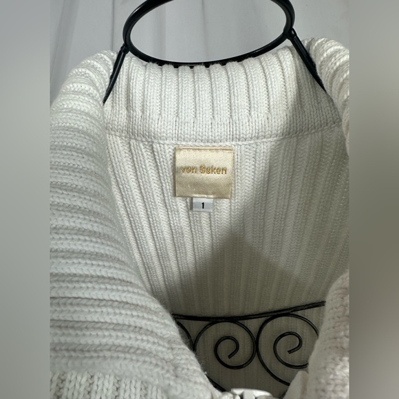 Von Saken white ribbed rhinestone zipper vest size S - Picture 4 of 9